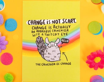 The Chinchilla of change - Motivational Postcard - Katie Abey - Love Card - Gratitude - Inspirational