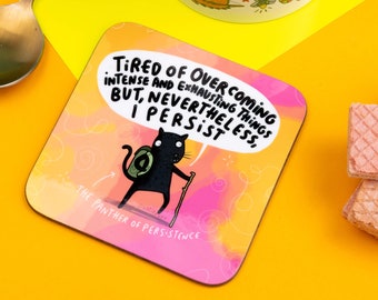 Panther of Persistence Coaster - encouraging gift - Self Care Gift - funny coaster - Katie Abey