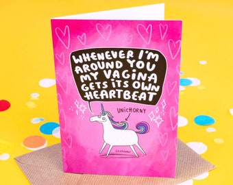 Unichorny A6 Greeting Card - Valentine's Card - Funny Card - Anniversary Card - Katie Abey - Pun