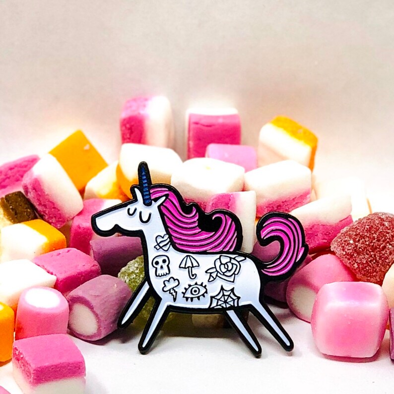 Unicorn Pin  Tattoo Pin  Soft Enamel Pin  Tattoonicorn  image 0
