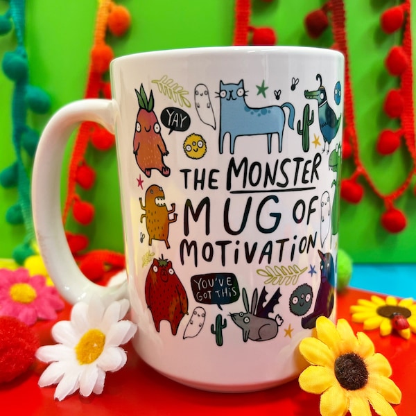 The Monster Mug of Motivation - New Job - Starting Uni - Confidence Boost - Giant Mug - Large Mug - Katie Abey