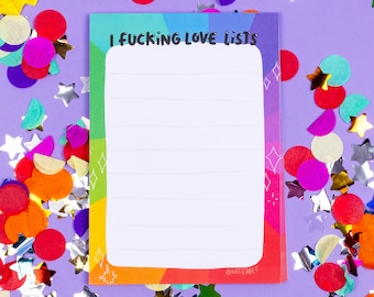I F***ing Love Lists Pad - Organised List - Notepad - Notes - Katie Abey