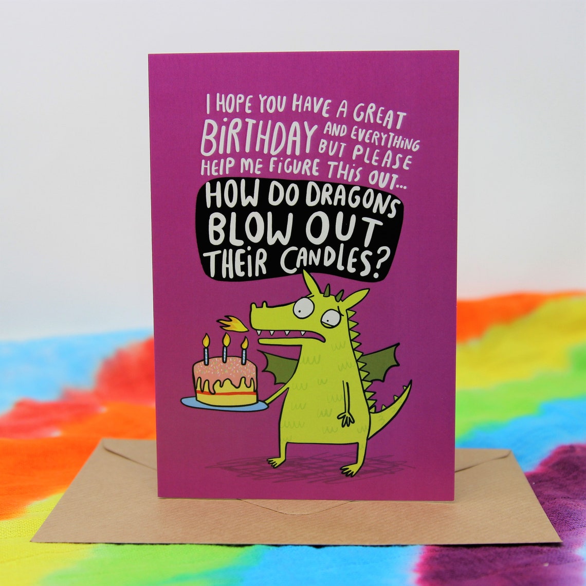 How Do Dragons Blow Out Their Candles A6 Card Dragon Etsy
