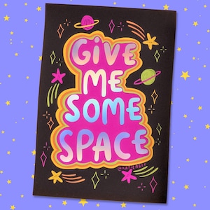 Impression Give Me Some Space - Katie Abey - Holographique - Impression sur feuille - Impression d'art - Galaxie - Cosmos - Cadeau pour soins personnels