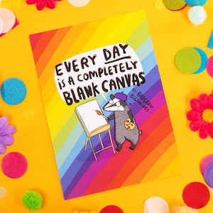 Every Day Is A Completely Blank Canvas A6 Postcard - Motivational Postcard - Positivity - Katie Abey - Badger
