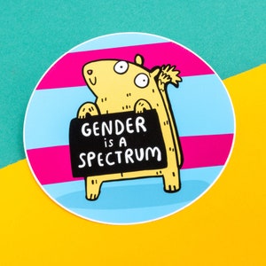 Gender Fluid Gerbil Vinyl Sticker - Katie Abey LGBTQ+ Rainbow Art