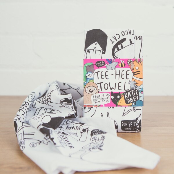Tee-Hee Towel - Illustrated Tea Towel by Katie Abey - Eco - Sarcasm - Gift for her - Gift for him - Easter