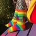 Cock Womble Rainbow Socks - Sweary Cat Socks - Green Cat - Katie Abey Socks 