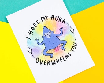 Overwhelming Aura Gorilla A6 Postcard - Motivational Postcard - Katie Abey - Love Card - Gratitude - Inspirational