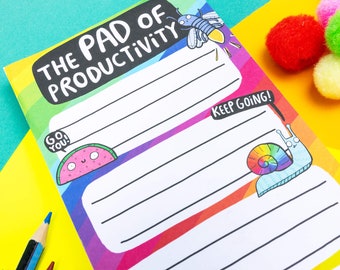 The Pad of Productivity - To Do List - Rainbow Pad - Motivation Notepad - Notebook - Katie Abey