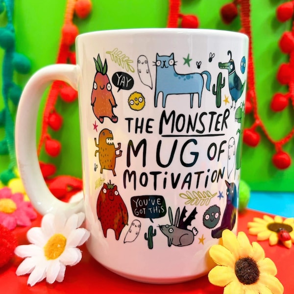 Monster Mug of Motivation: Katie Abey Design, Large Coffee Mug