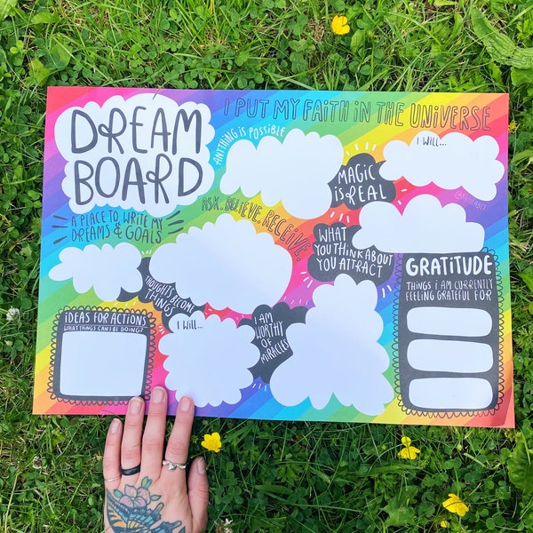 Dream Board - A3 - Vision Board - Law of Attraction - Manifest - Rainbow pad - Motivation Notepad - Notebook - Katie Abey