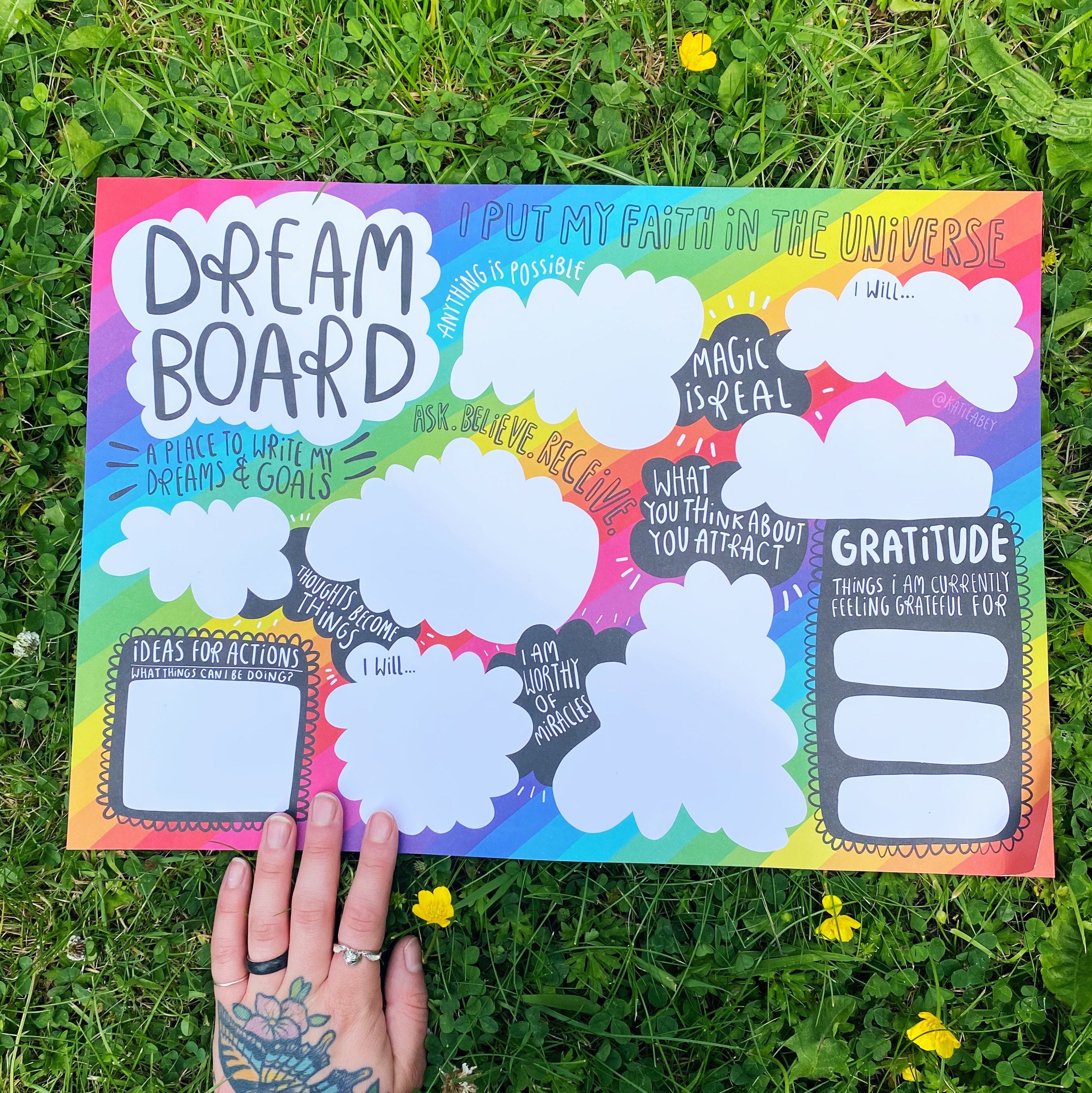 Dream Board A3 Vision Board Law of Attraction Manifest Rainbow Pad  Motivation Notepad Notebook Katie Abey 