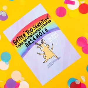 Deer of Feels - Rainbow - Empathic Postcard - Katie Abey