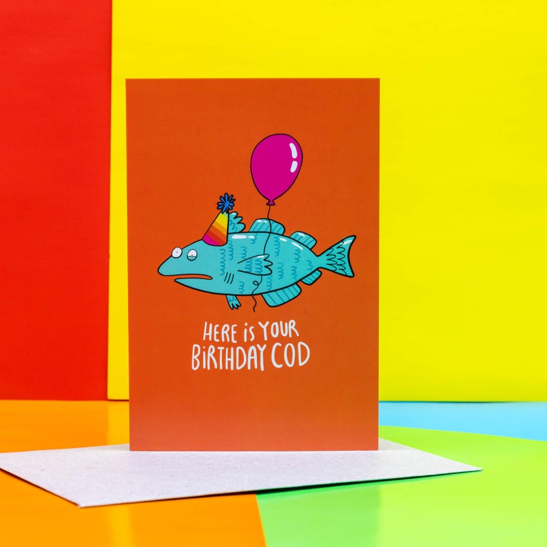 Funny Birthday Cod Card - Pun Fishing Card - Katie Abey - Etsy