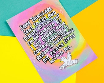 Peace Dove A6 Postcard - Motivational Postcard - Katie Abey - Love Card - Gratitude - Inspirational