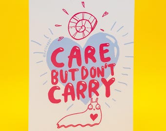 Care But Don't Carry A6 Postcard - Katie Abey - Love Card - Self Care - Inspirational