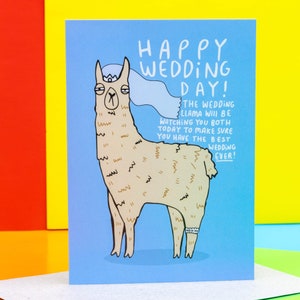 Carte A6 Happy Wedding Day - Mariage - Carte Lama - Félicitations - Nouveau couple - Katie Abey