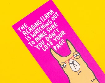Llama Bookmark - Bookworm  - Funny Bookmark - Katie Abey