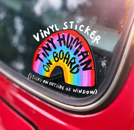 Baby on Board VINYL Sticker - ONE CHILD - Rainbow Car Sticker - Katie Abey