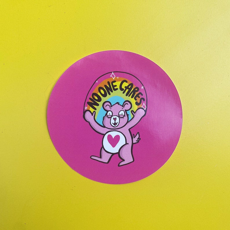 Download No One Cares Sticker Katie Abey Care Bear Vinyl Sticker | Etsy
