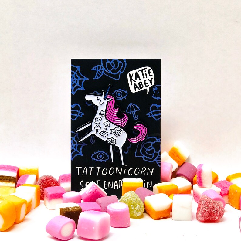 Unicorn Pin  Tattoo Pin  Soft Enamel Pin  Tattoonicorn  image 1