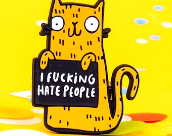 Sweary Rainbow Cat Fridge Magnet - Offensive Insult Gift