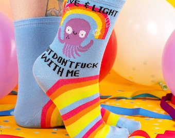 Love and Light Octopus Socks - Motivational- Funny Gift - Katie Abey