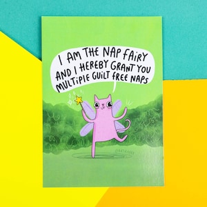 The Nap Fairy Cat A6 Postcard - Motivational Postcard - Katie Abey - Love Card - Gratitude - Inspirational