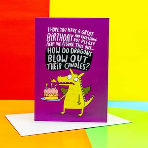 How Do Dragons Blow Out Their Candles? A6 Card - Dragon - Magic -  Katie Abey