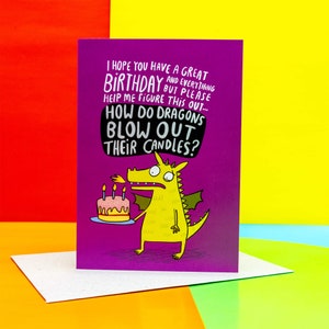 How Do Dragons Blow Out Their Candles? A6 Card - Dragon - Magic -  Katie Abey