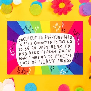 Shoutout To Everyone Kind - Rainbow - Motivational Postcard - Katie Abey