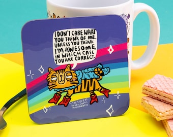 The Awesome Tiger Coaster - Cute Coaster - Sassy Tiger Coaster  - Self Care Gift - Katie Abey