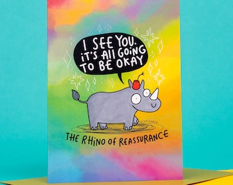The Rhino of Reassurance A6 Greeting Card - Greeting card - positivity - Friend - Animal - Katie Abey
