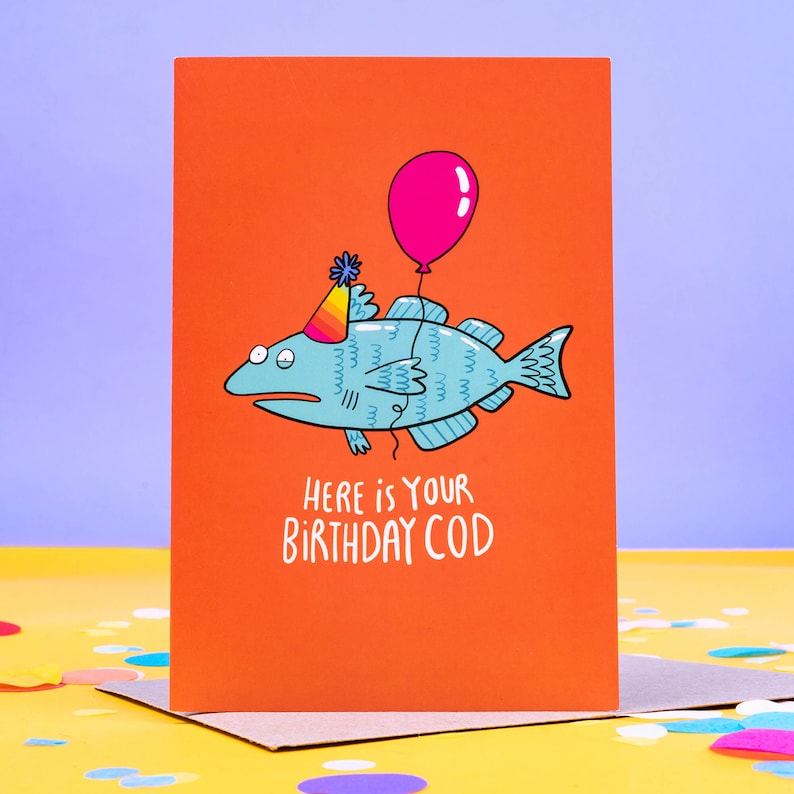 Funny Birthday Cod Card - Pun Fishing Card - Katie Abey - Etsy