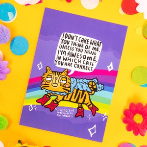 The Awesome Tiger A6 Postcard - You Can Do Anything - Motivational Postcard - Katie Abey
