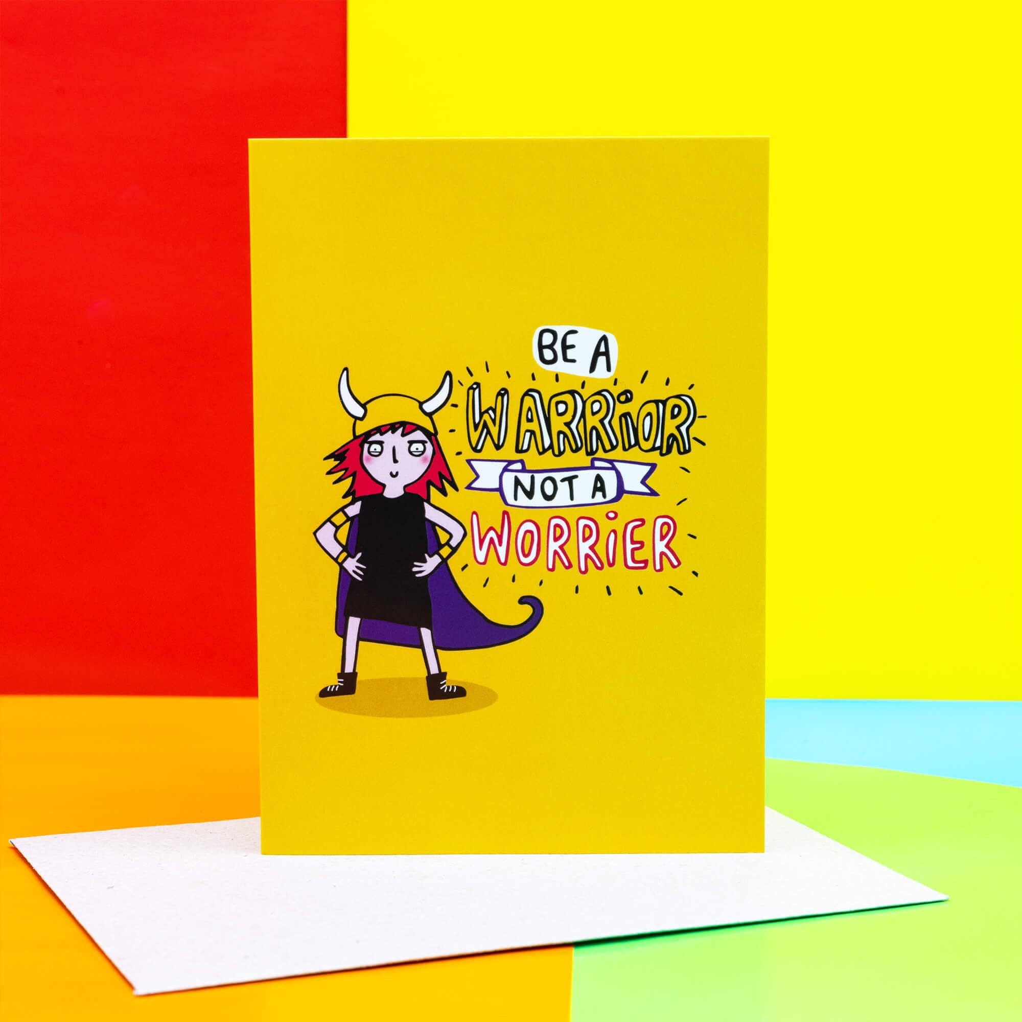 Be A Warrior Not A Worrier A6 Greeting Card Courage Good picture image