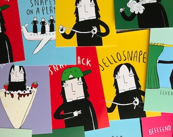 Severus Snape Illustrated Postcard Pack - 7 Pack - Pun Postcards - Postcards