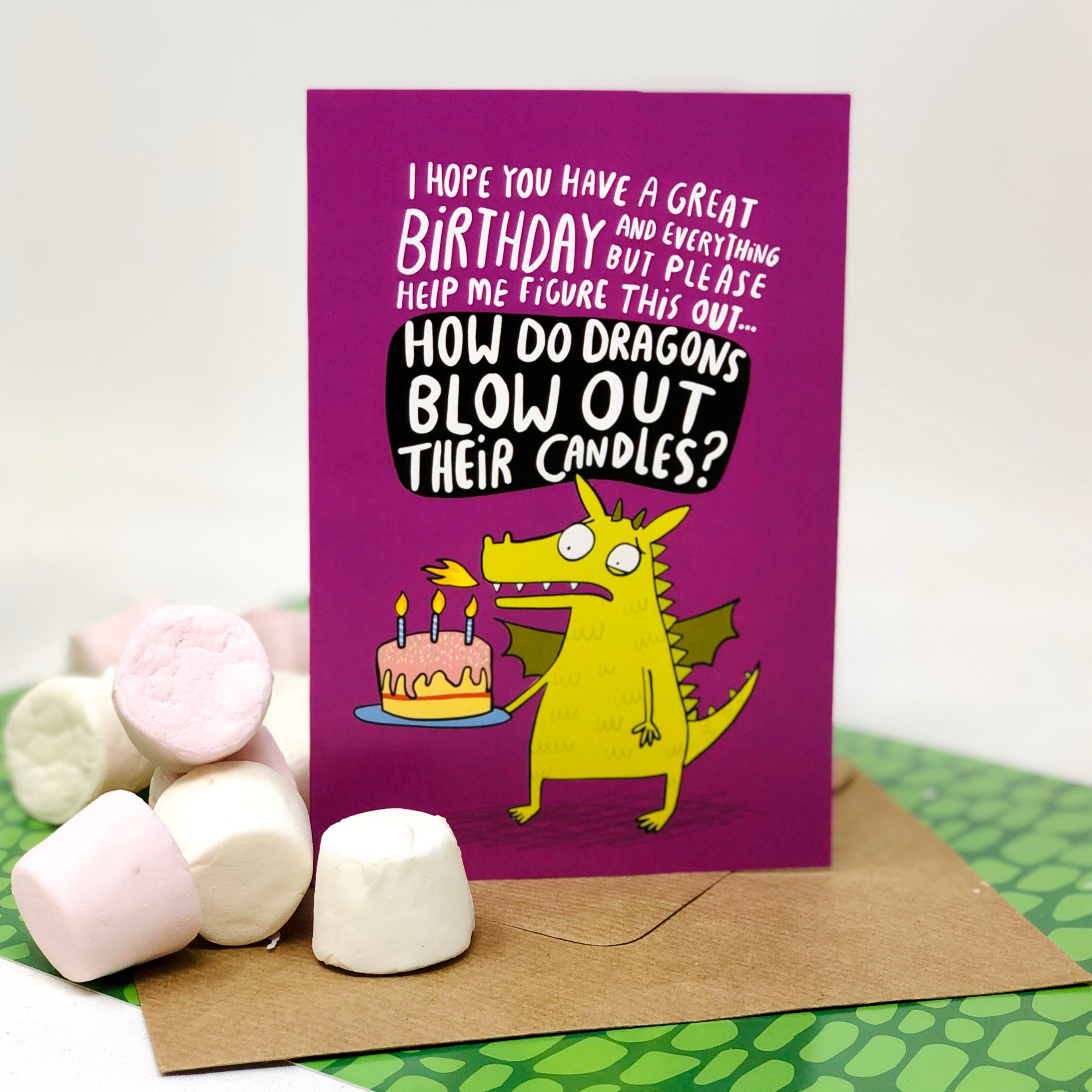 How Do Dragons Blow Out Their Candles A6 Card Dragon Etsy
