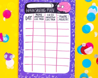 Mental Health Planner - Brain Planner  - To Do List - Self Care Pad - Motivation Notepad - Notebook - Katie Abey