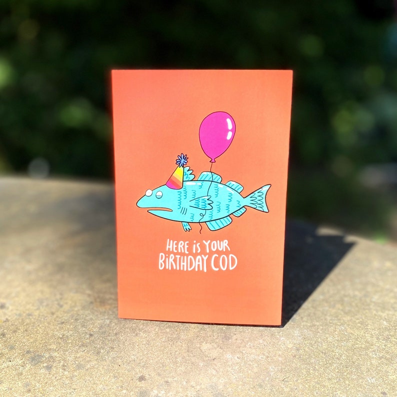 Funny Birthday Cod Card - Pun Fishing Card - Katie Abey - Etsy