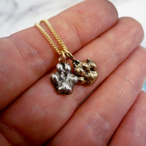 Miniature Paw Print Necklace in Sterling Silver or Gold