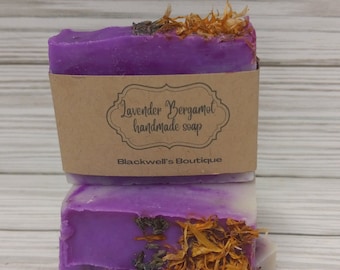 Lavender Bergamot soap, Lavender soap, Handmade cold process soap, Vegan and Palm-free soap, Bath soap, Gift idea, For Her, For him, artisan