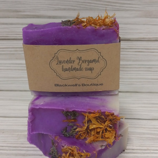 Lavender Bergamot soap, Lavender soap, Handmade cold process soap, Vegan and Palm-free soap, Bath soap, Gift idea, For Her, For him, artisan