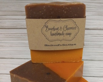 Bourbon & Cherries, Soap for Men, Handmade cold process soap, Vegan soap, Palm-free soap, Bath soap, Gift idea, For him, Spa, Father's Day