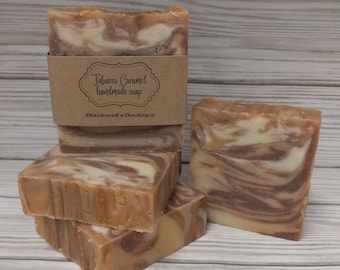Tobacco Caramel Soap, Soap for Men, Handmade cold process soap, Vegan soap, Palm-free soap, Bath soap, Gift idea, For him, Spa, Wood grain
