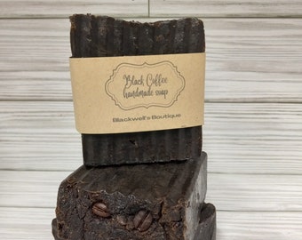 Black Coffee soap, Coffee soap, Rustic handmade hot process soap, Vegan soap, Bath soap, Gift idea, for him, for her, Palm-free soap