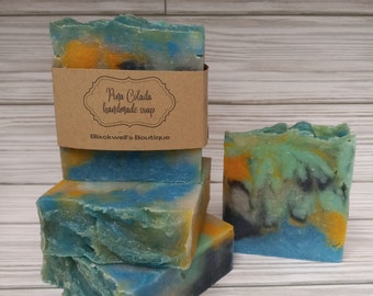 Pina Colada Soap, Beach soap, Ocean soap, Handmade hot process soap, Vegan soap, palm-free soap, Bath soap, Gift idea, For her, For him, Spa