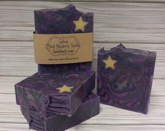 Galaxy soap, Black Raspberry & Vanilla, Handmade cold process soap, Vegan soap, Palm-free soap, Bath soap, Gift idea, For her, For him, Spa