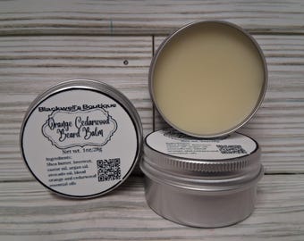 Orange Cedarwood Beard Balm Conditioner Softener Salve Mustache Facial Hair Tamer Self Care for Men Skin Care Gift Idea for Him Dad